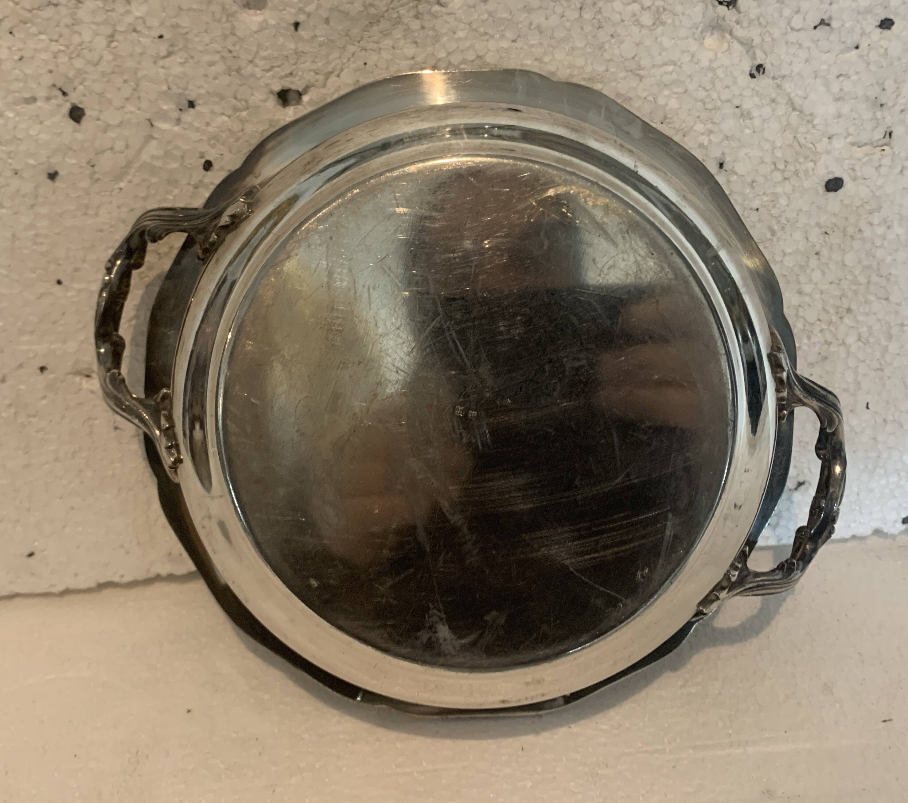 Covered broth and two small silver-plated dishes, 20th century