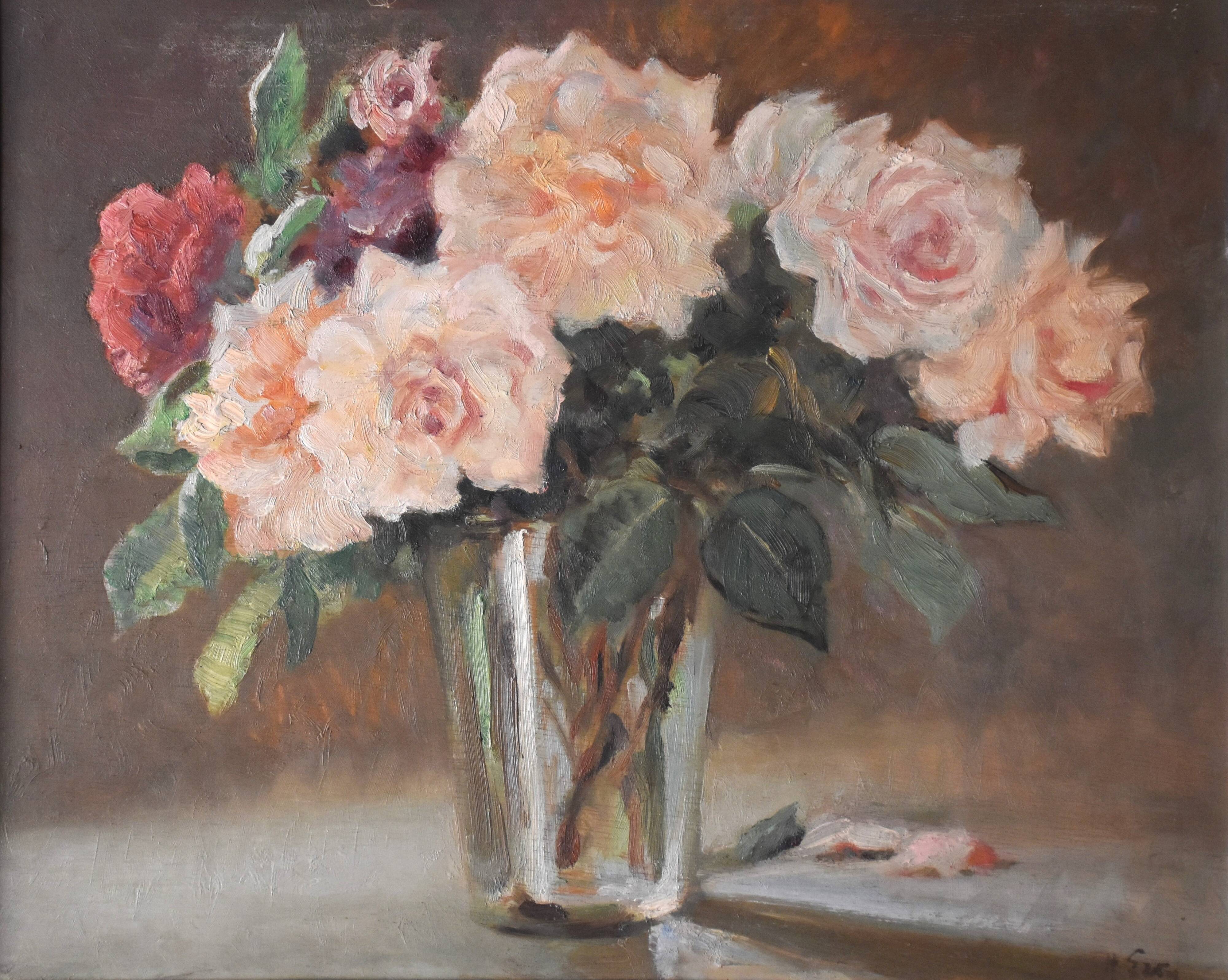 Hippolyte Léty, Roses in a Glass (circa 1920)