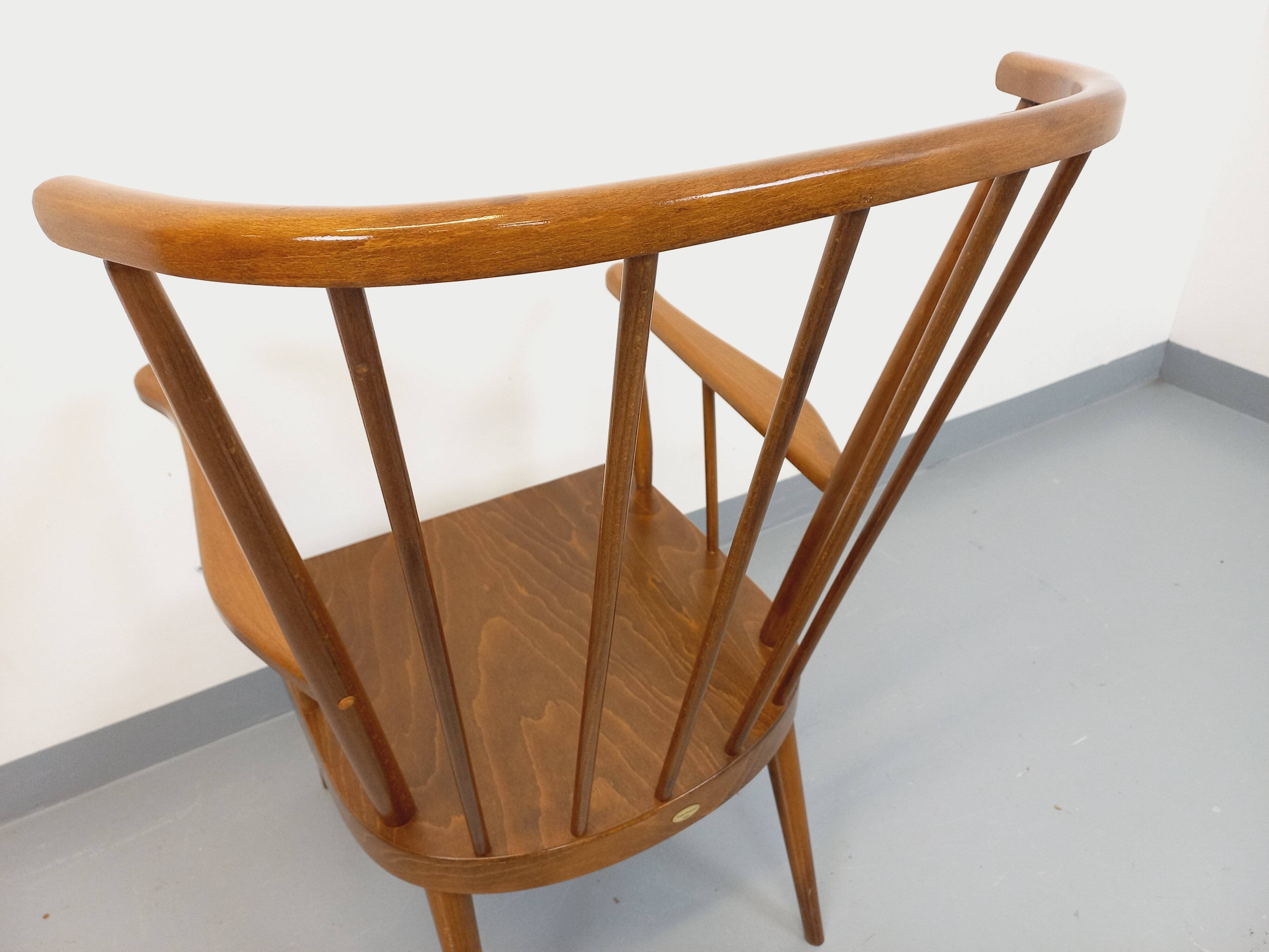 Vintage Baumann wooden armchair, Fan model, from the 60s