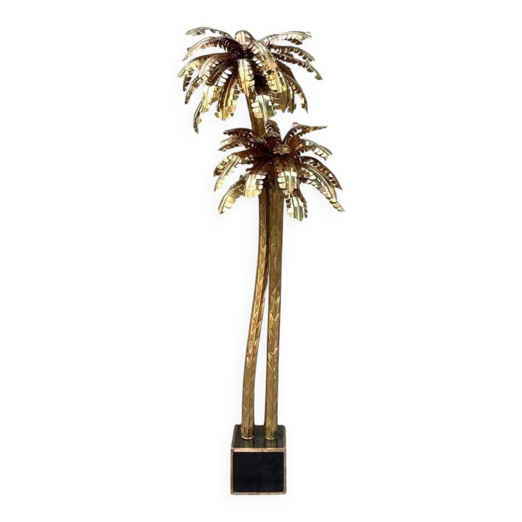 "Palm Trees" floor lamp, Christian Techoueyres for Maison Jansen, gilded brass, 1970s – France