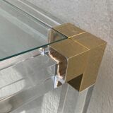 Sofa tip or transparent plexiglass, glass and brass 1970