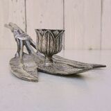 Silver bronze hand candle holder XIXth