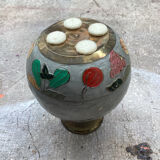 Vase boule en laiton émaillé ancien