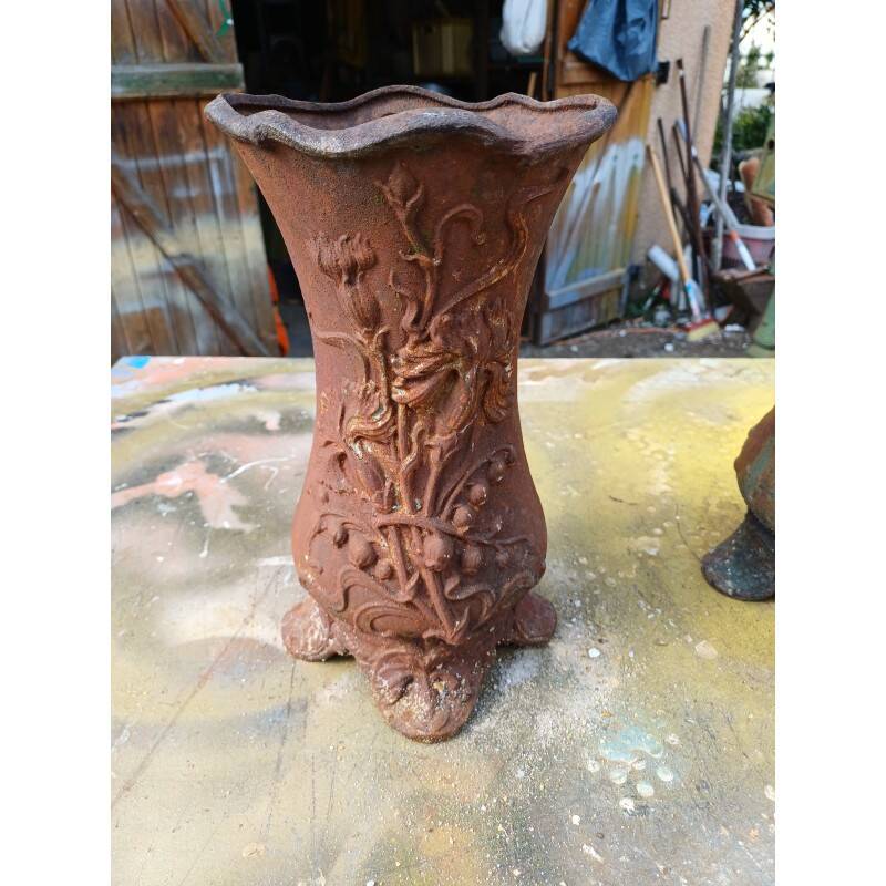 3 cast iron vases 1900 Charleville-Mézières