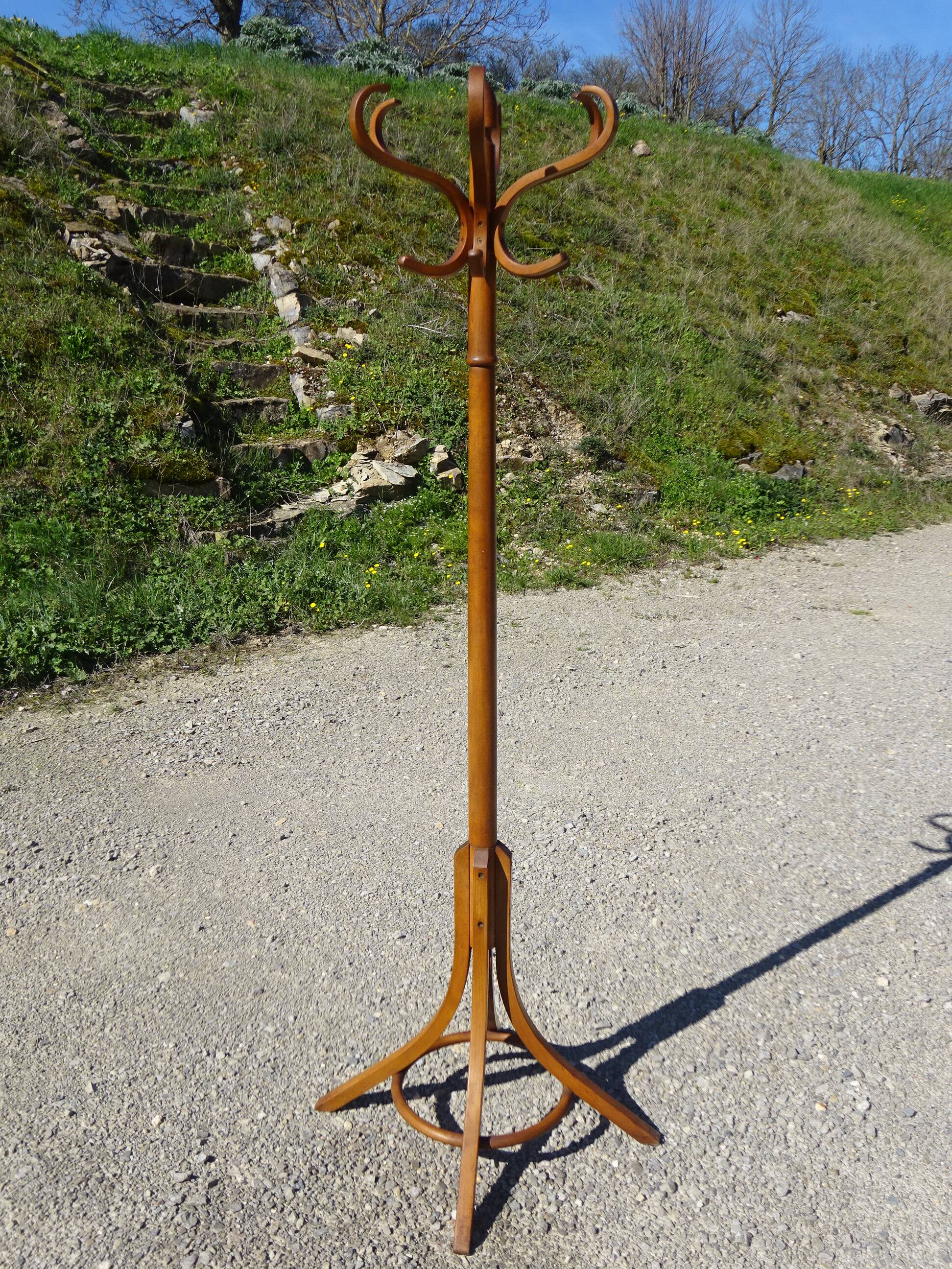 vintage parrot coat rack in bent wood