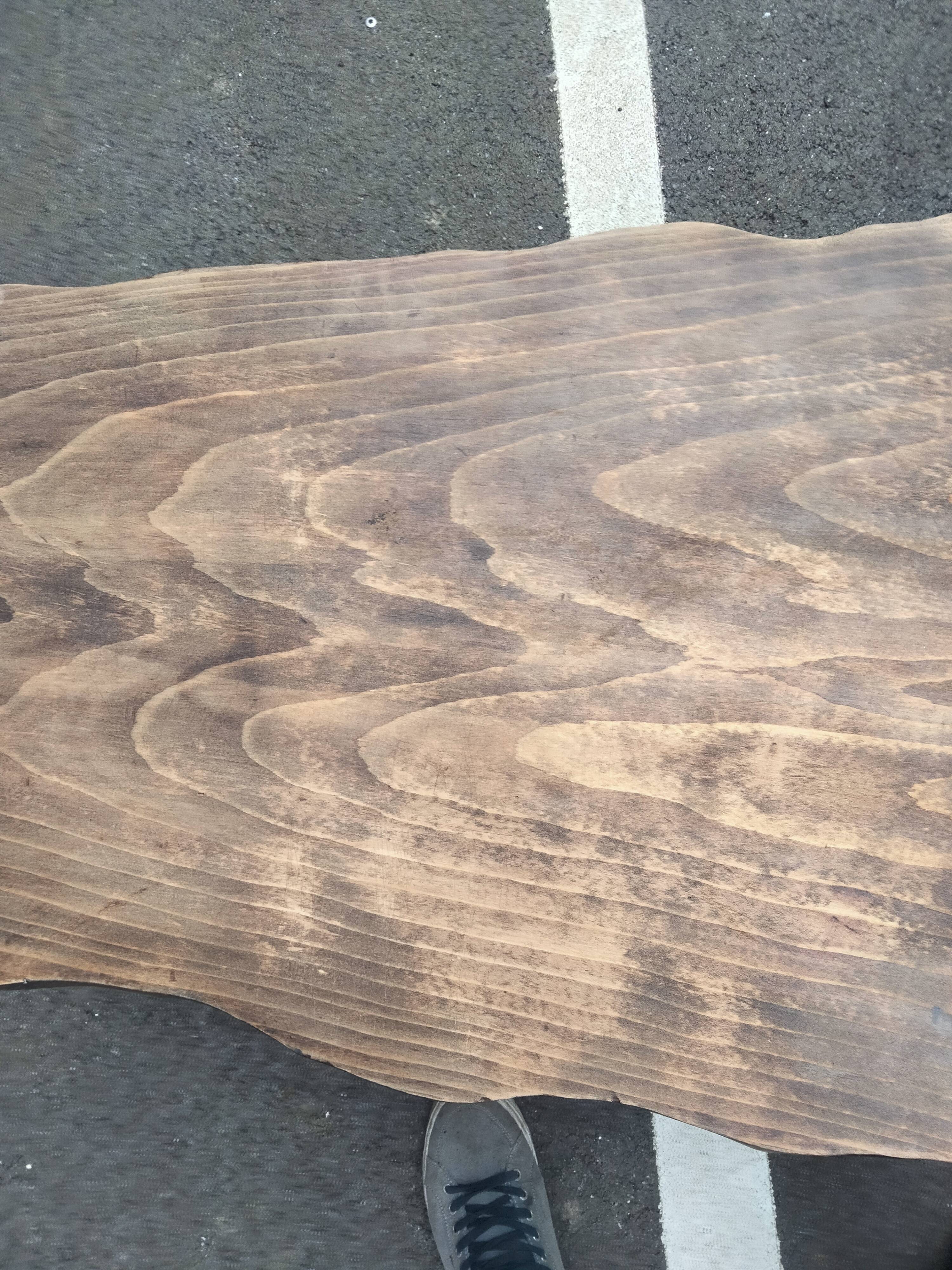 Old wooden side table vintage tree trunk décor