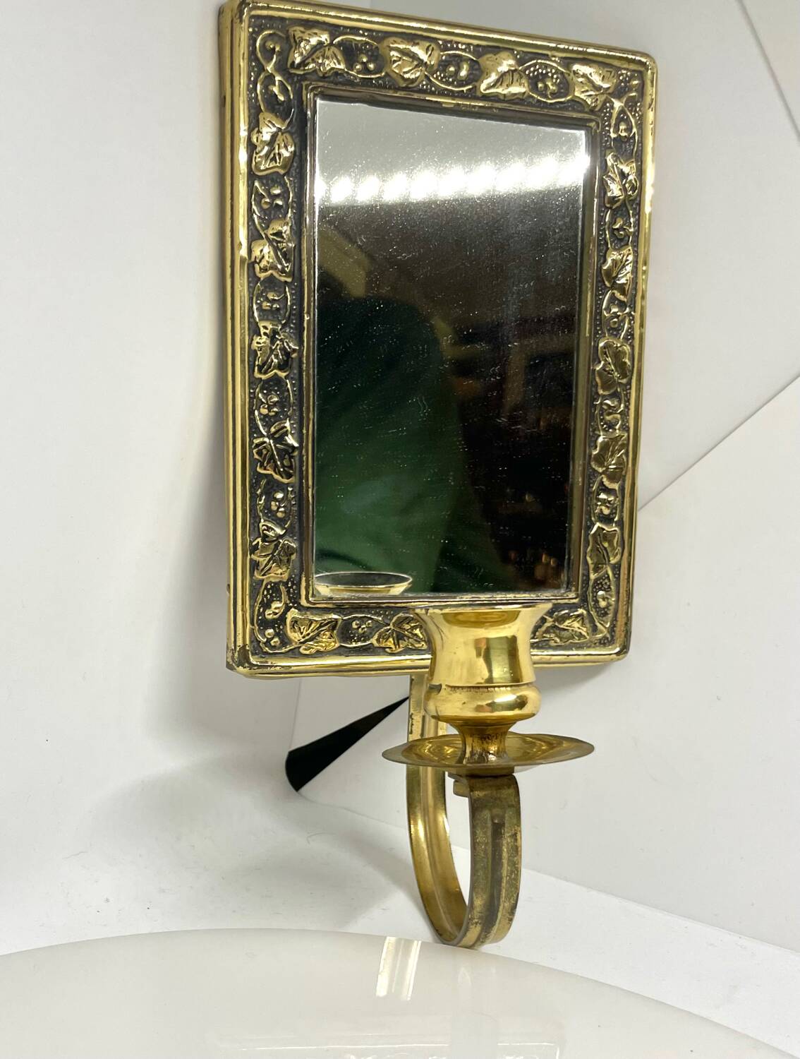 Vintage  Brass Wall mirrored Candle Sconce