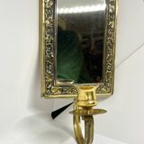 Vintage  Brass Wall mirrored Candle Sconce
