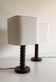 Pair of French Art Deco Wooden Table Lamps Attributed to Charles Dudouyt