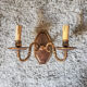Pair of metal and bronze wall wall light 2 fake candles