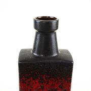 West Germany ceramic vase in black and red, glazed pottery from the 1970s
