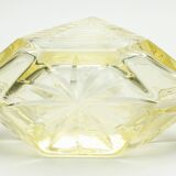 Matching pair of bohemian crystal decanters with art deco motifs