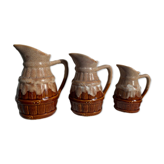 Suite of 3 pitchers D63 Revol vintage French ceramic wine