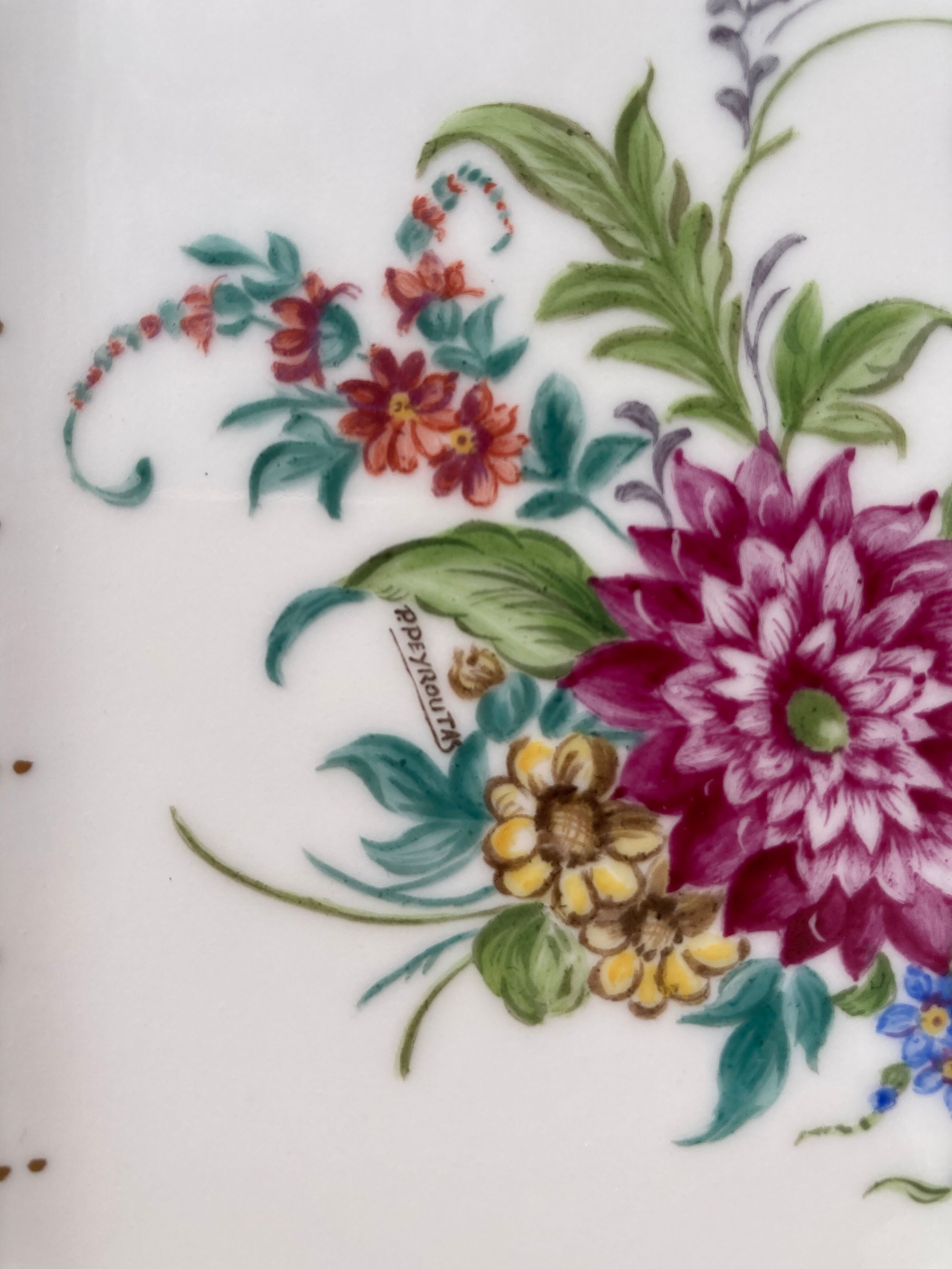 Limoges porcelain cake dish - ancient ceramic cake decorated with flowers