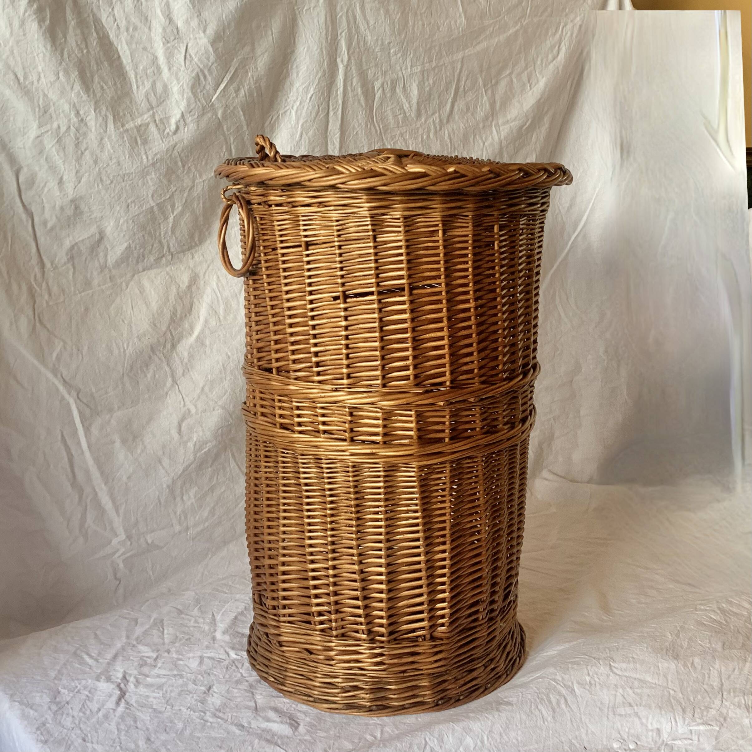 Vintage wicker laundry basket