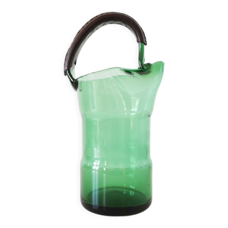 Italian green glass decanter Empoli 1950