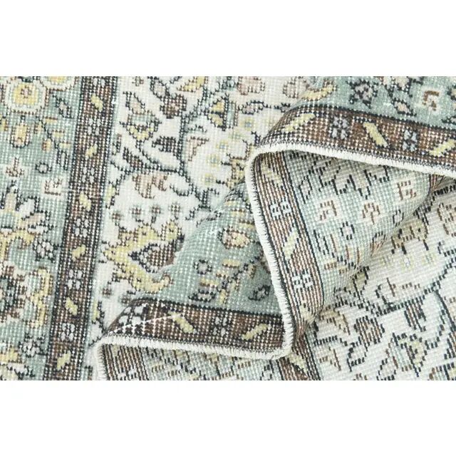 1970s Turkish Oushak Handmade Wool Cotton Green Area Rug 164x285
