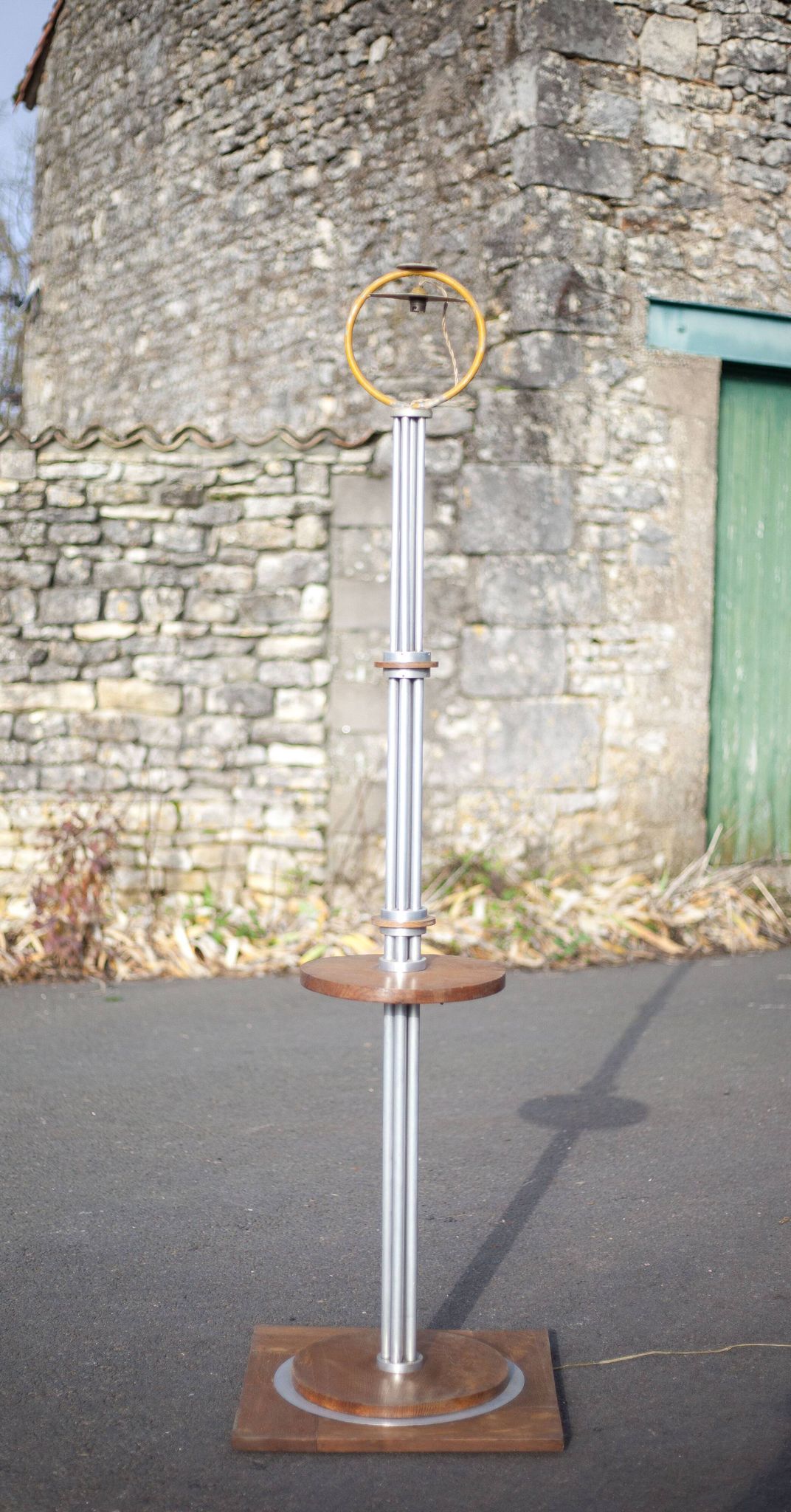 Art deco floor lamp, art deco floor lamp, wood and aluminum lamp, interior decoration