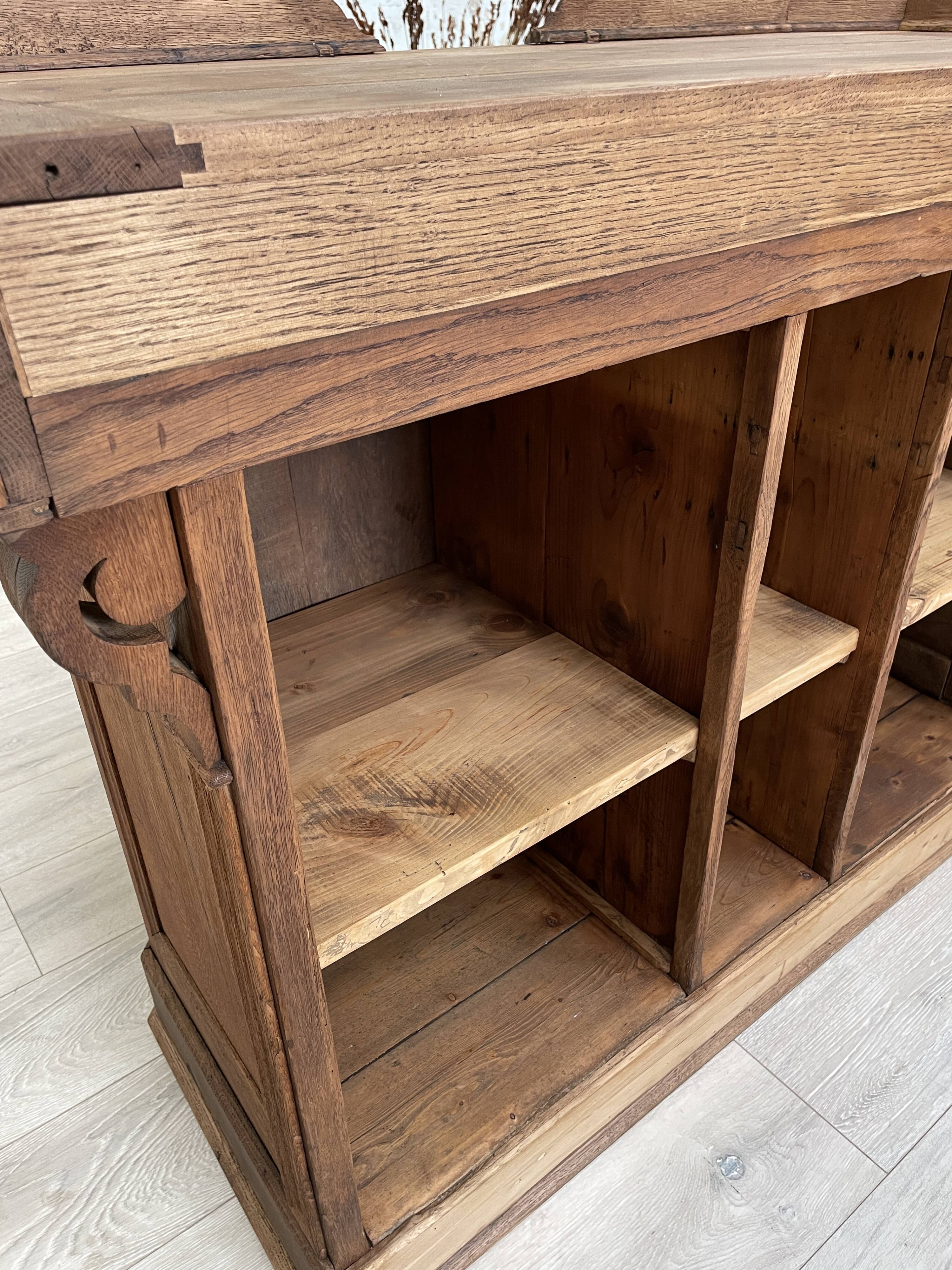 Solid oak box countertop, circa 1900.