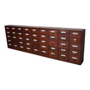 Grand Cabinet d'Apothicaire Antique en Pitch Pine, Belgique, avec Boucliers en Émail, 1900s