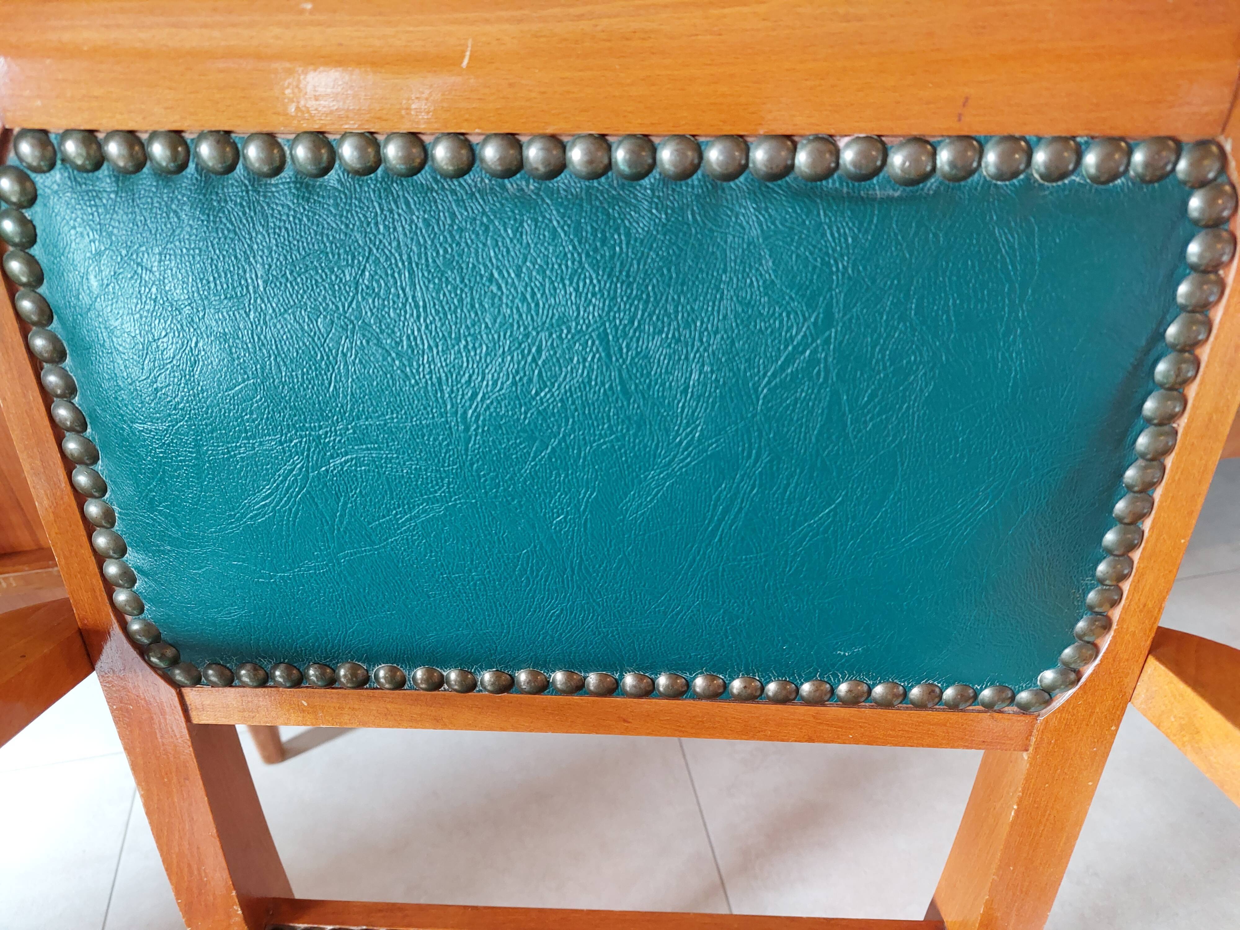 green leather bridge chairs