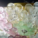 Charming Murano Barovier & Toso flowers flush light fixture, ceiling, 1960s
