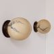 Pair of vintage wall lights, brass and "marbled" opaline, France, 1940.