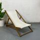 Transat tissus blanc avec structure en bois