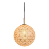 Suspension Space Age in brass and textured glass, 1970s