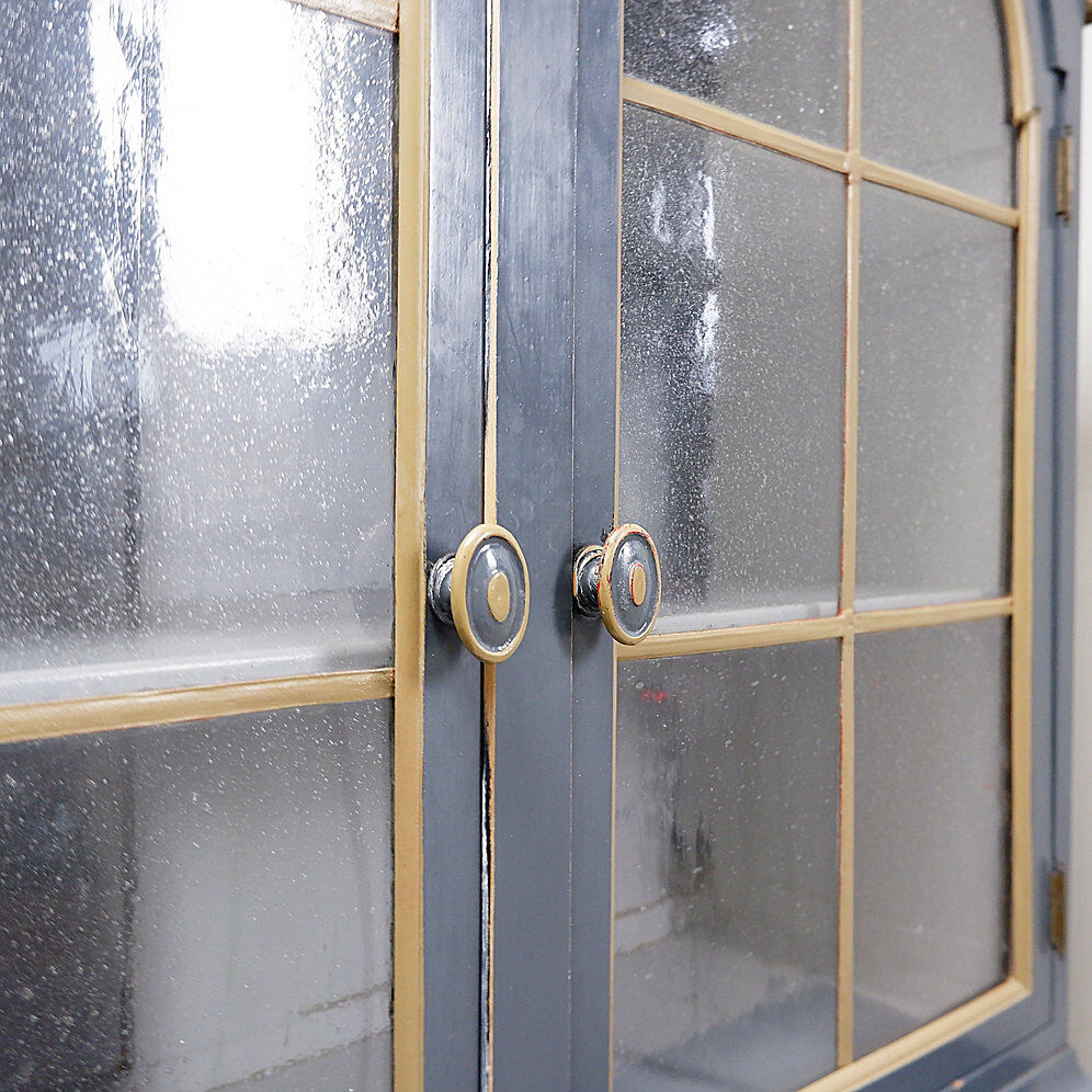 Double-bodied sideboard in grey lacquered wood - one pair available (B)