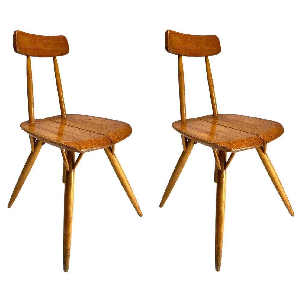 Set of Pirkka Dining Chairs attributed to Ilmari Tapiovaara for Laukaan Puu, Finland, 1950s