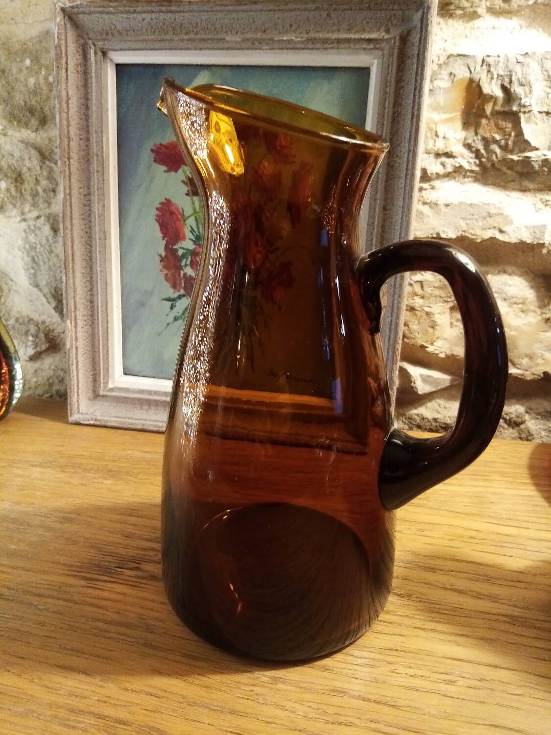 Carafe verre bullé ambré