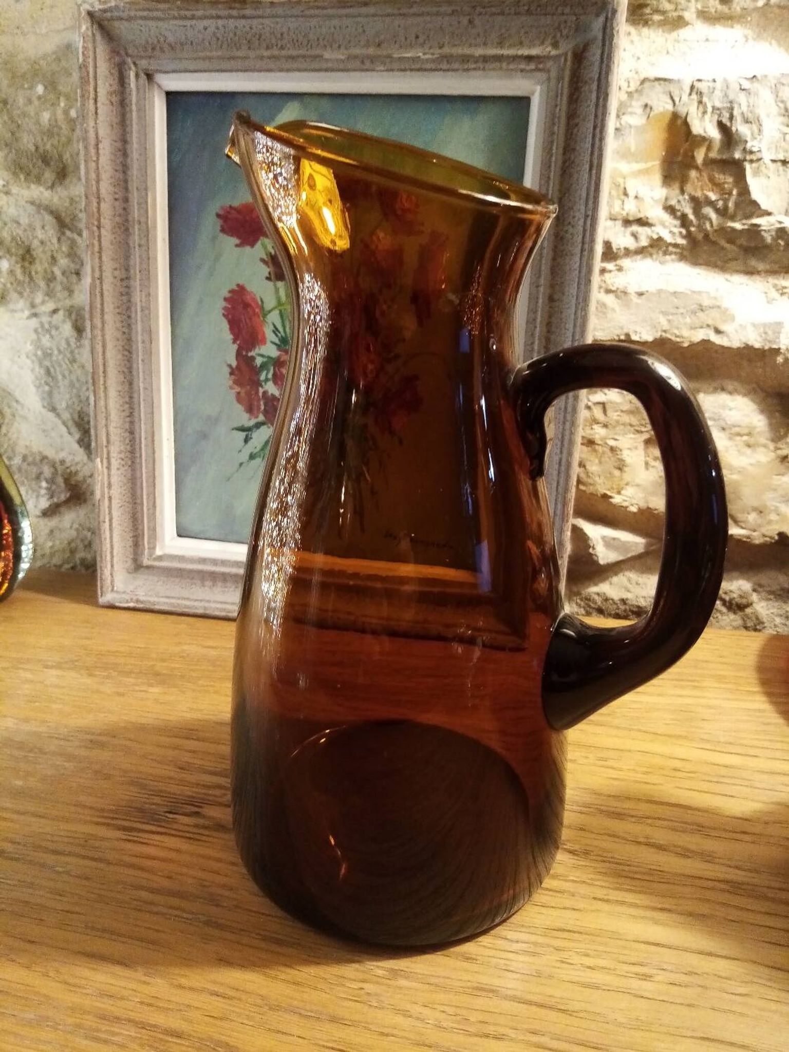Carafe verre bullé ambré
