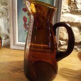 Amber bubble glass carafe
