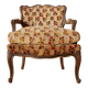Antique cabriolet armchair in floral velvet – Louis XV style / Retro chic