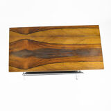 1970s modernist metal newspaper rack with a rosewood top, Sweden