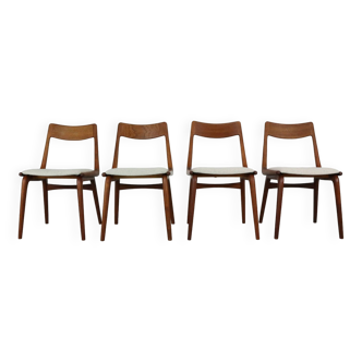 Alfred Christensen Lot de 4 chaises danoises "Boomerang" en teck