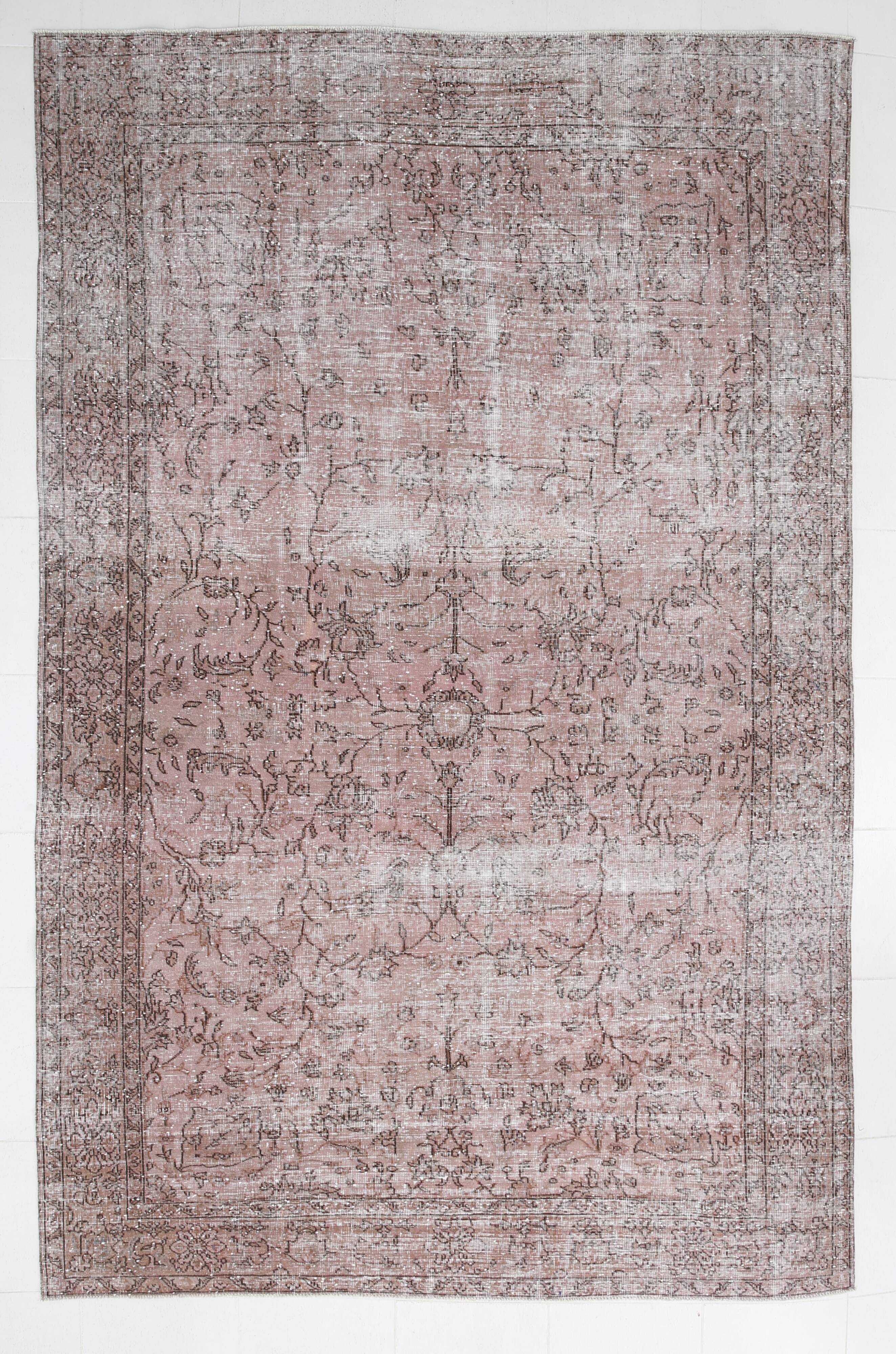 Pink & Brown Large Vintage Rug, 213x325Cm
