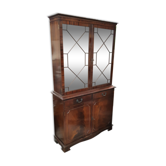 Vitrine anglaise, deux corps, an acajou massif des années 50