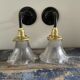 Pair of vintage holophane glass sconces electrified