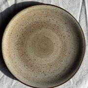 Lot de 6 assiettes à dessert vintage en grès brun