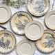 4 assiettes terre de fer gien chardon + 4 petites assiettes dépareillées grès tulowice