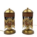 Ensemble de 2 lampes de table en laiton du milieu du siècle, Italie années 1940
