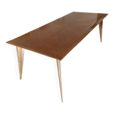 Vintage dining table by Aleph model M-series long by Philippe Starck 1987 African mahogany top