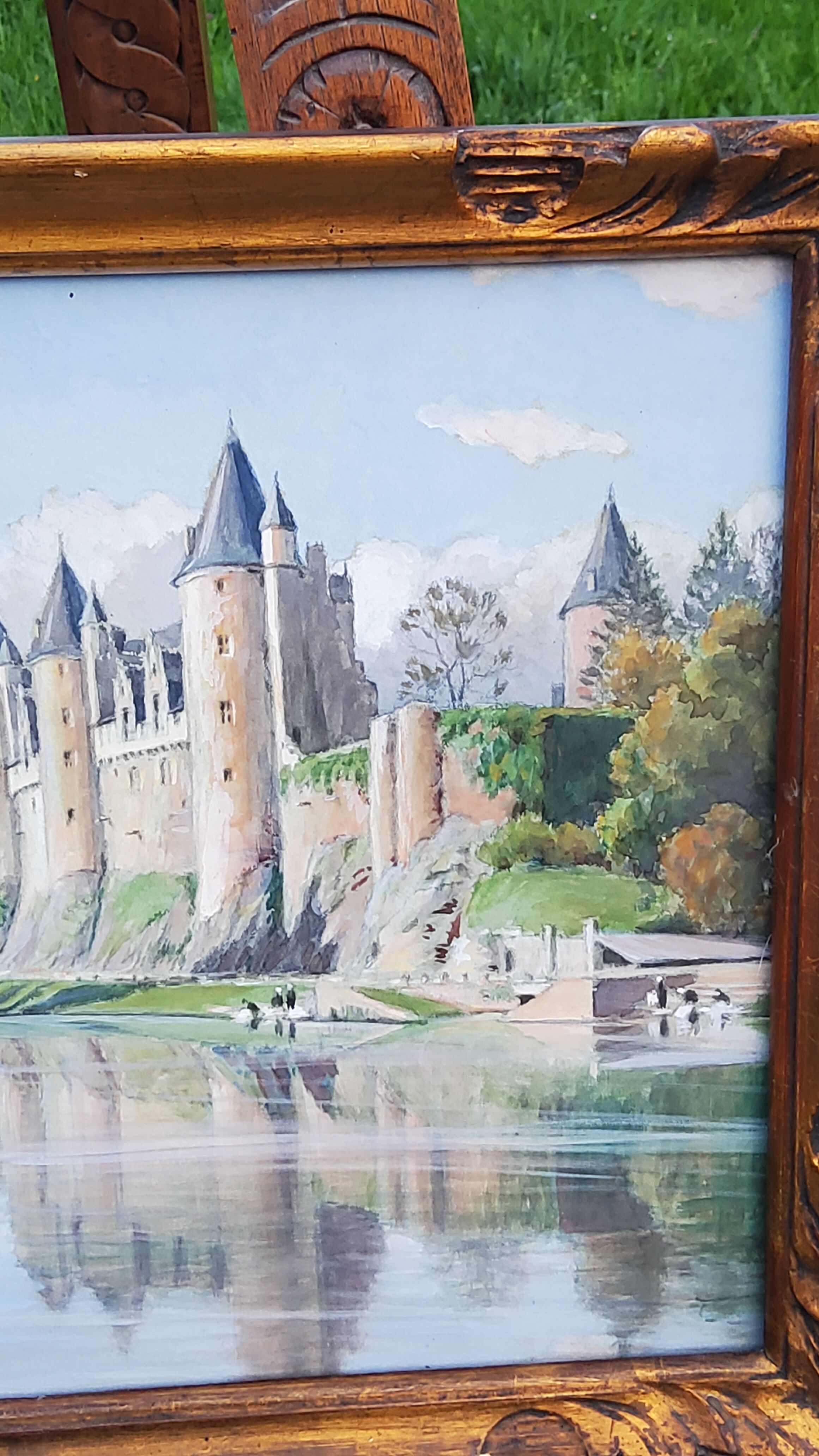 Watercolor Josselin Morbihan Brittany October 1933 CLAUDE MIRBEL