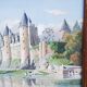 Watercolor Josselin Morbihan Brittany October 1933 CLAUDE MIRBEL