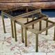 Set of 3 brass nesting tables by Guy Lefevre for Maison Jansen