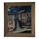 Oil on panel by Mick depicting a street at night 1965