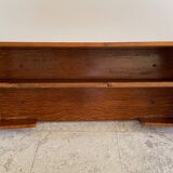 Vintage solid oak geometric wall shelf