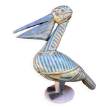 Pelican sculpture in cloisonné enamel ceramic by Émile Masson circa 1960